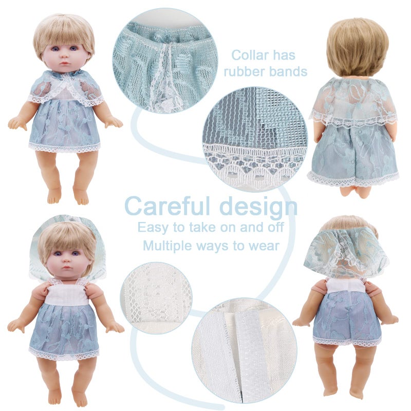 Digabi Girl Doll Clothes and Accessories Gift - 8 pcs Alive-Baby Doll Clothes Dress Outfits for 12 Inch Dolls  6 Complete Sets Clothing of Dresses Cloak Onesies Pajamas - Image 2